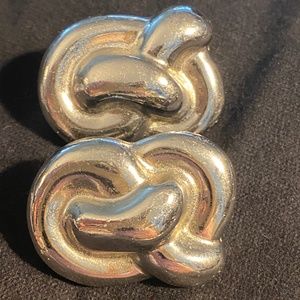 Vintage Yves Saint Laurent Silver Tone Knot Earrings